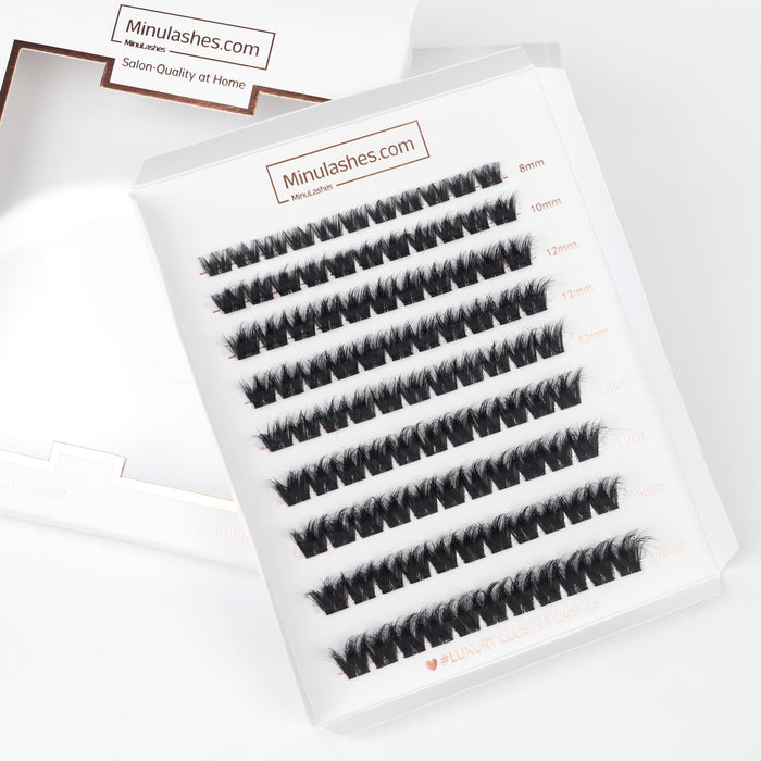 Russian Volume 3D Lash Clusters – Fluffy DIY Extensions + Invisible Bond & Sealer (7–10 Days Wear)