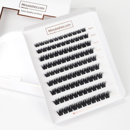 Russian Volume 3D Lash Clusters – Fluffy DIY Extensions + Invisible Bond & Sealer (7–10 Days Wear)