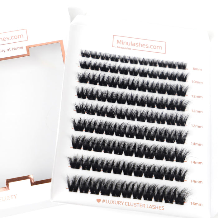 Russian Volume 3D Lash Clusters – Fluffy DIY Extensions + Invisible Bond & Sealer (7–10 Days Wear)