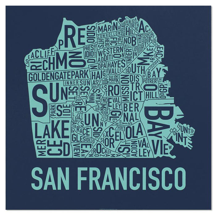 San Francisco Typographic Neighborhood Map Poster