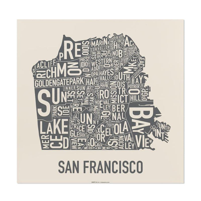 12.5" x 12.5" / Ivory & Grey Print