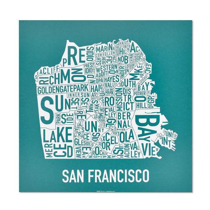 12.5" x 12.5" / Teal & White Print