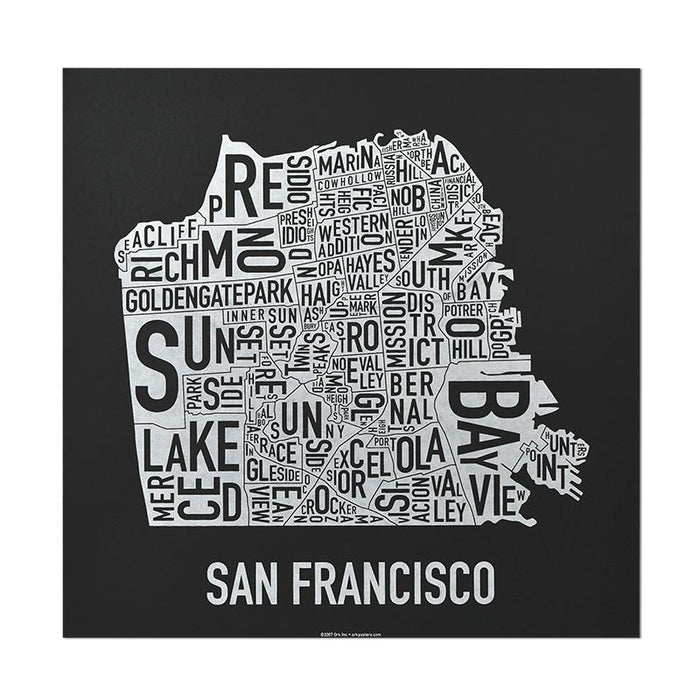 12.5" x 12.5" / Black w/ White Ink Print