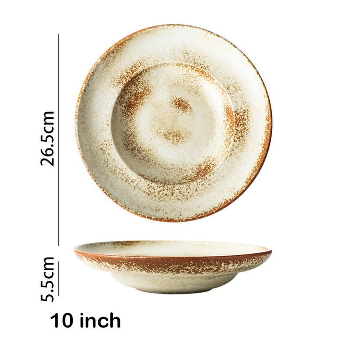 Sand White Ceramics Pasta Plates