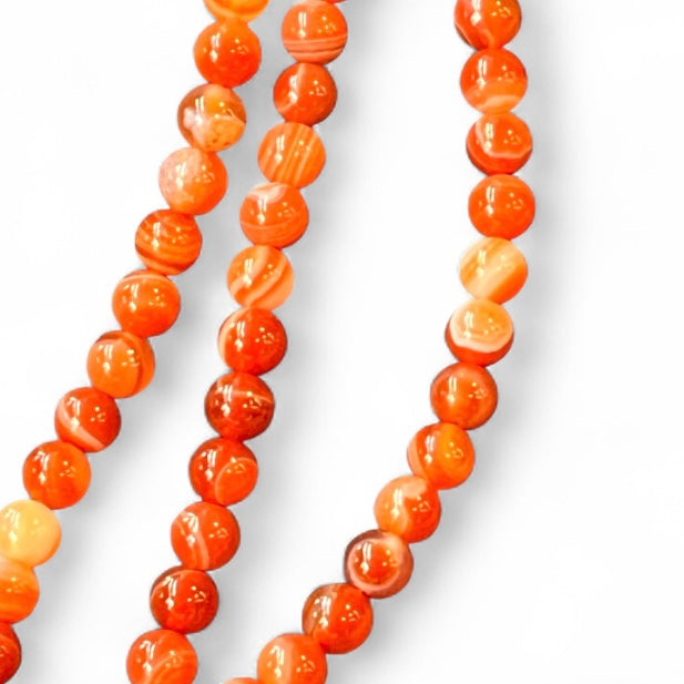 Sardonyx 6mm crystal bead strand