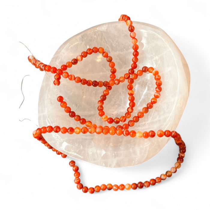 Sardonyx 6mm Bead Strand – 14" Natural Crystal Beads for Jewelry Making, Strength & Protection