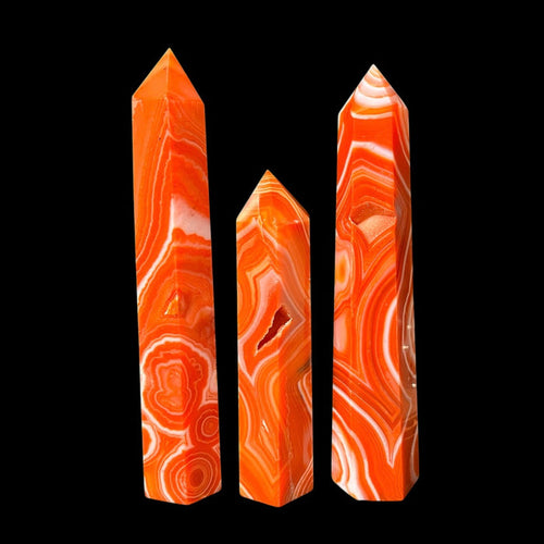 Polished Sardonyx point with red and white banding