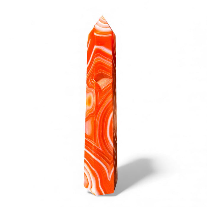 Polished Sardonyx point with red and white banding