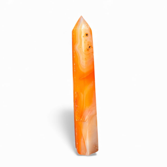 Polished Sardonyx point with red and white banding