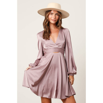 Satin Criss-Cross Cut-Out Mini Dress