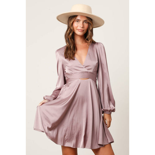 Satin Criss-Cross Cut-Out Mini Dress