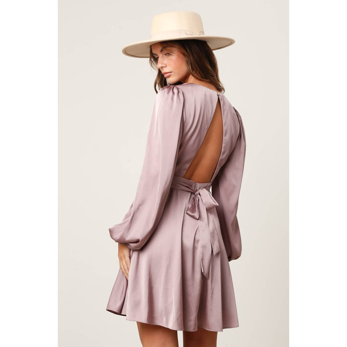 Satin Criss-Cross Cut-Out Mini Dress