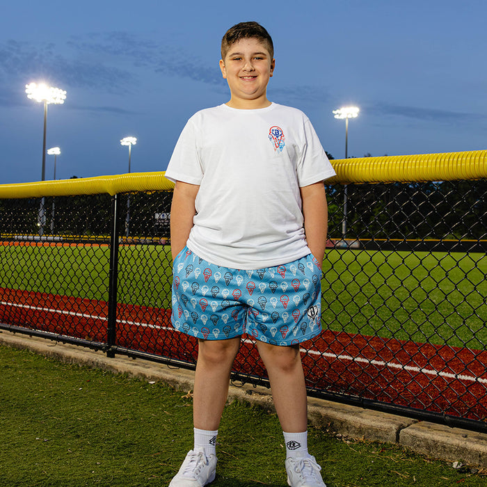 Youth baseball tee, 4th of July outfit, red, white, and blue ice cream