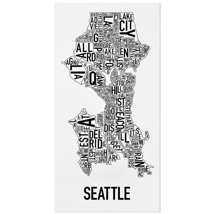 Seattle Typographic Neighborhood Map Poster