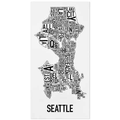 Seattle Typographic Neighborhood Map Poster
