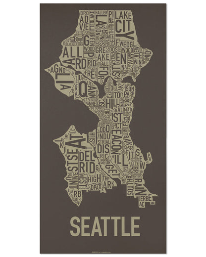 Seattle Typographic Neighborhood Map Poster