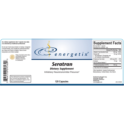 Seratran is a dietary supplement uniquely formulated with the neurotransmitter precursor 5-HTP and vitamin and mineral cofactors.