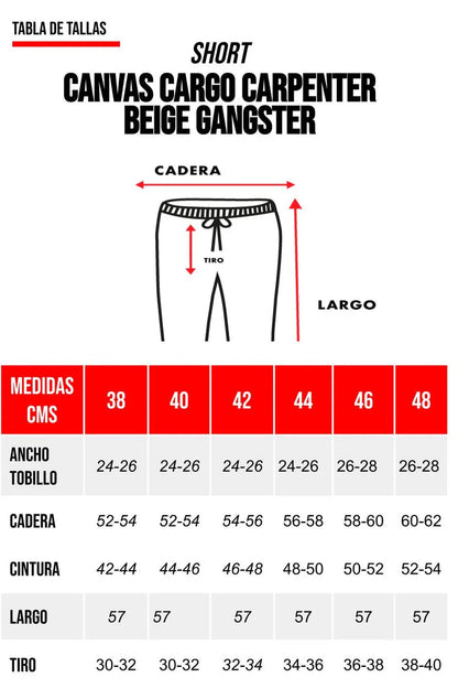 Short Canvas Cargo Carpenter Beige Gangster - Gangster