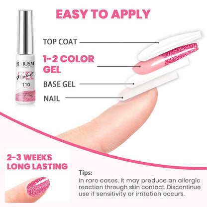 RARJSM ® Nail Art Gel Liner| Silver & Pink Reflective Glitter Painting Nail Gel Polish Set | 8ml 2pcs