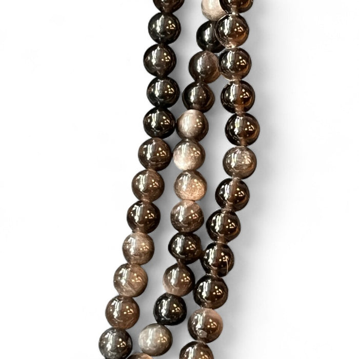 Silver Sheen Obsidian 6mm crystal bead strand