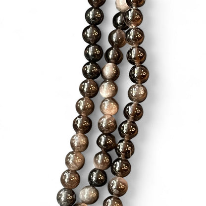 Silver Sheen Obsidian 6mm crystal bead strand