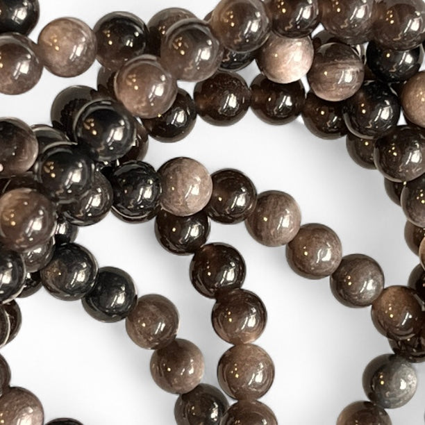 Silver Sheen Obsidian 6mm Bead Strand – 14" Natural Crystal Beads for Jewelry Making & Protection