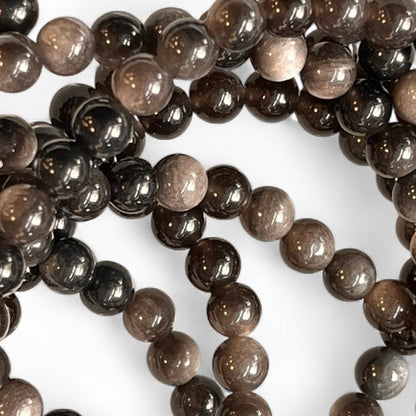 Silver Sheen Obsidian 6mm Bead Strand – 14" Natural Crystal Beads for Jewelry Making & Protection
