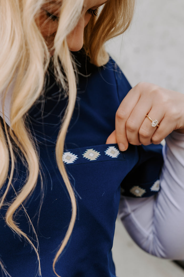 Simple Navy Aztec Top