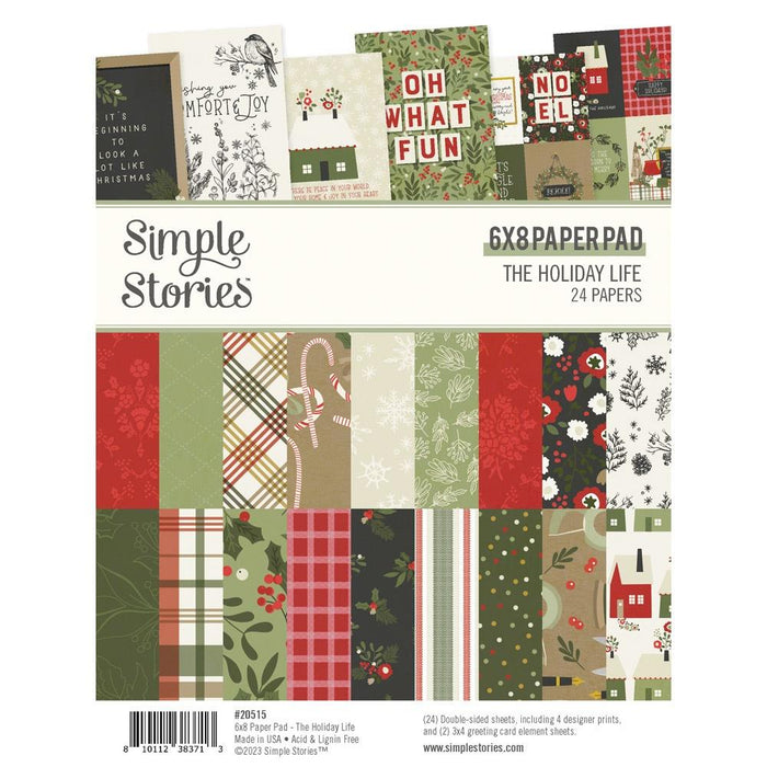 Simple Stories - Double-Sided Paper Pad 6"X8" - 24/Pkg - The Holiday Life. Unique papers is a high-quality printed designer cardstock perfect for use with scrapbooking, paper crafting, card making, planning, home decor and more! Available at Embellish Away located in Bowmanville Ontario Canada.
