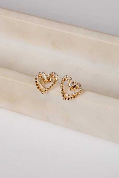 Skye Gold Heart Stud Earrings