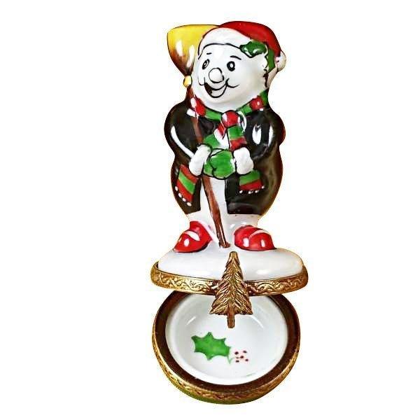 Small Laughing Snowman limoges box Porcelain Limoges snowman xmas French Trinket Box