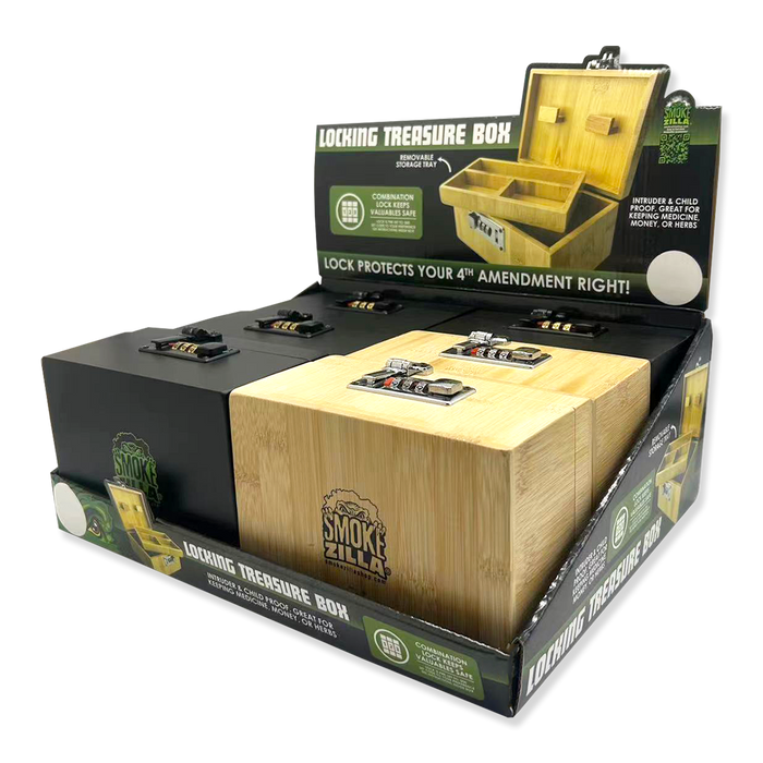 SMOKEZILLA LOCKING WOOD TREASURE BOX