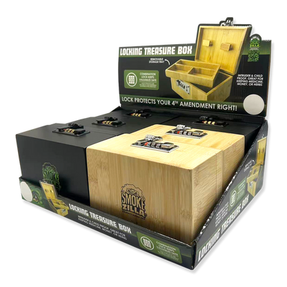 SMOKEZILLA LOCKING WOOD TREASURE BOX