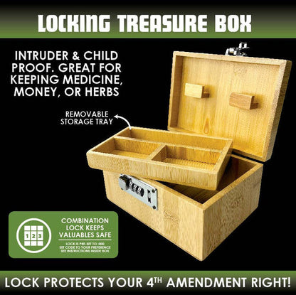 SMOKEZILLA LOCKING WOOD TREASURE BOX