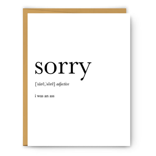 Sorry Definition - Unframed Art Print Or Greeting Card