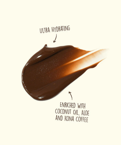 Close-up of ultra-hydrating SPF 15 Sunscreen Browning Lotion enriched with coconut oil, aloe, and Kona coffee. Sun Bum.