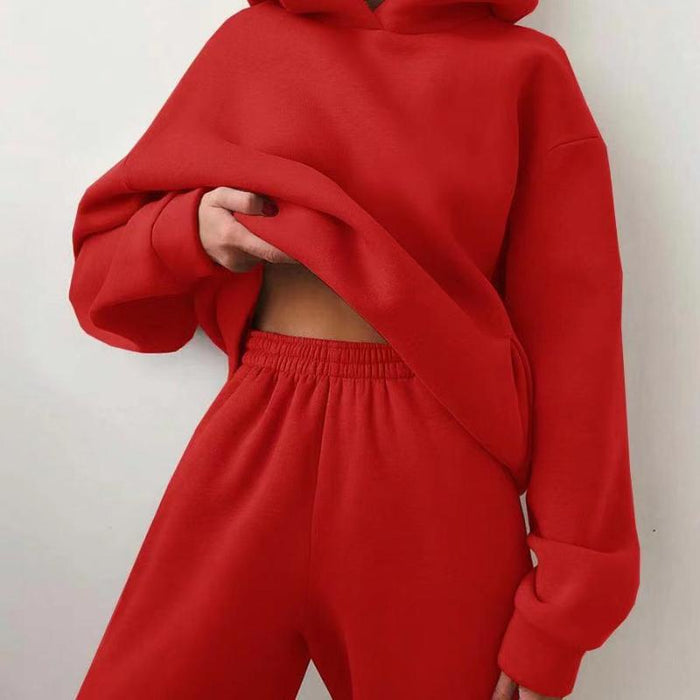 Spring Cross-border Women's Casual Hooded Sweater Two-piece Suit