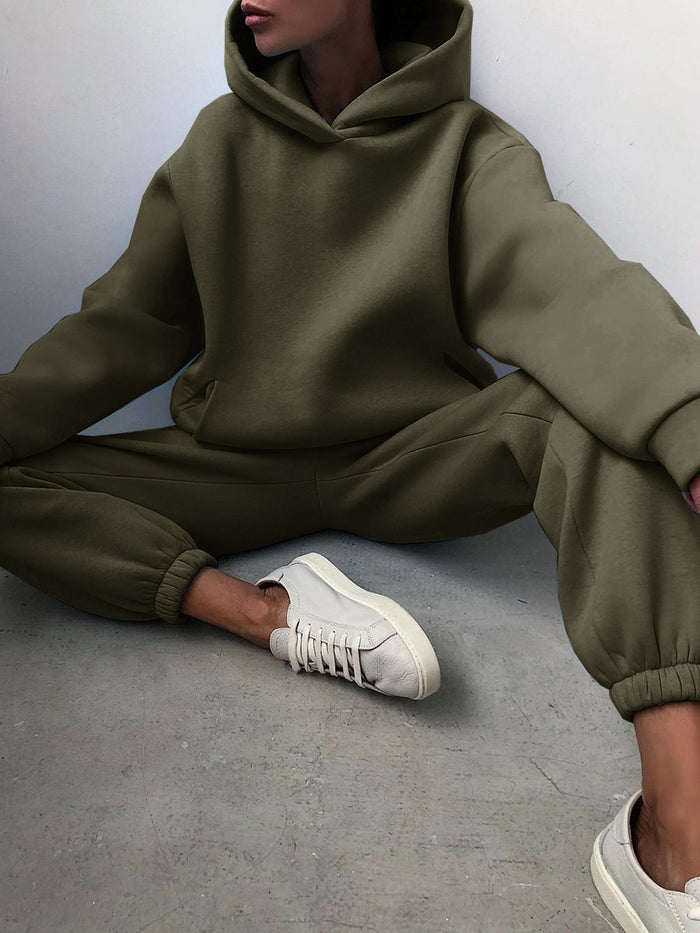 Spring Cross-border Women's Casual Hooded Sweater Two-piece Suit