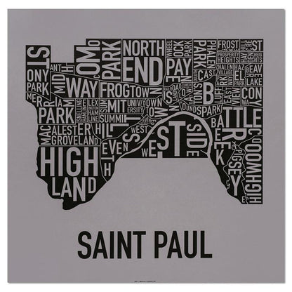 St. Paul Neighborhood Map 20" x 20" Poster