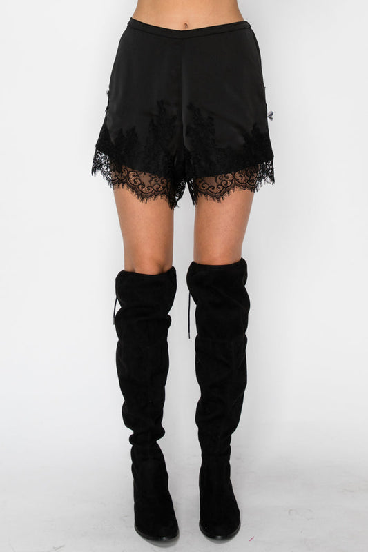 Stitch & Co Lace Trim Satin Shorts