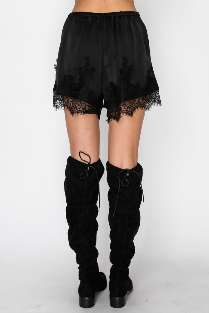 Stitch & Co Lace Trim Satin Shorts
