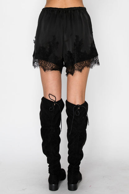 Stitch & Co Lace Trim Satin Shorts