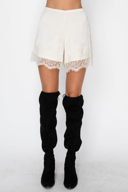 Stitch & Co Lace Trim Satin Shorts