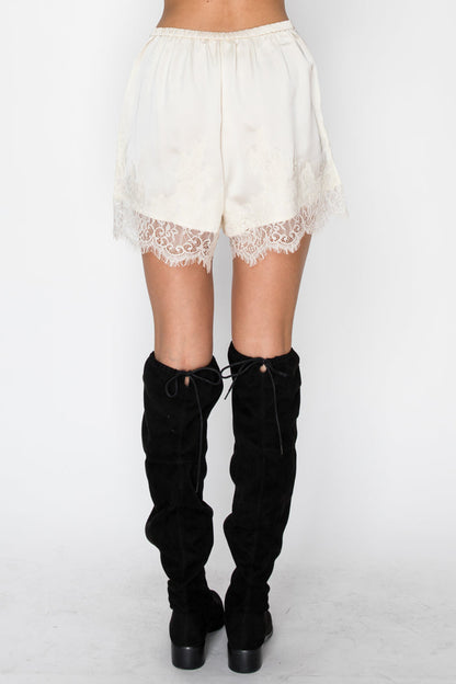 Stitch & Co Lace Trim Satin Shorts