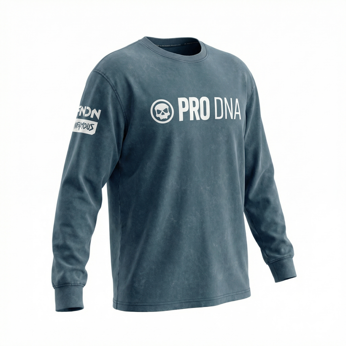 STONE WASHED LONG SLEEVE SHIRT - STEEL BLUE