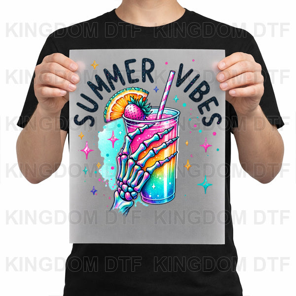 Summer Vibes Drink DTF Transfers - Ready To Press