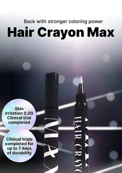 Hair Crayon Max with clinical trial information on a dark background