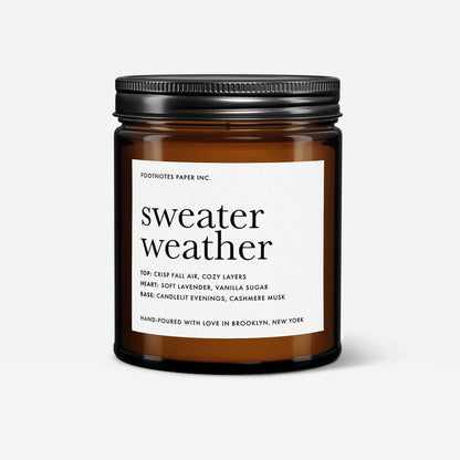 Sweater Weather Candle | Cozy Amber Cashmere Candle - Footnotes Paper