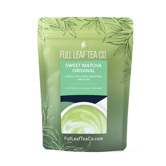A 8oz bag of Full Leaf Tea Company Sweet Matcha Original.