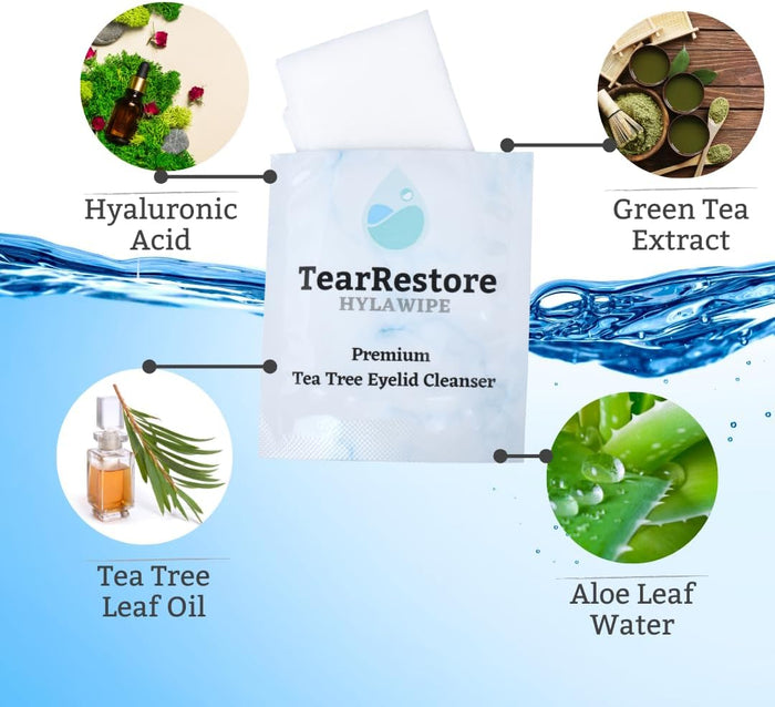 TearRestore HylaWipe™ Tea Tree Eyelid Wipes